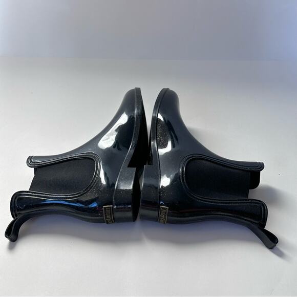 Juicy Couture Black Glitter Rain Boots | Chelsea Jelly Waterproof Size 8 - Picture 5 of 9